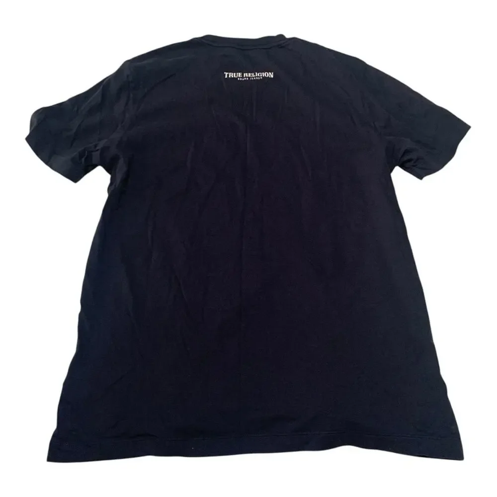 True Religion Men's medium Black T-Shirt SS logo pocket short sleeve shirt